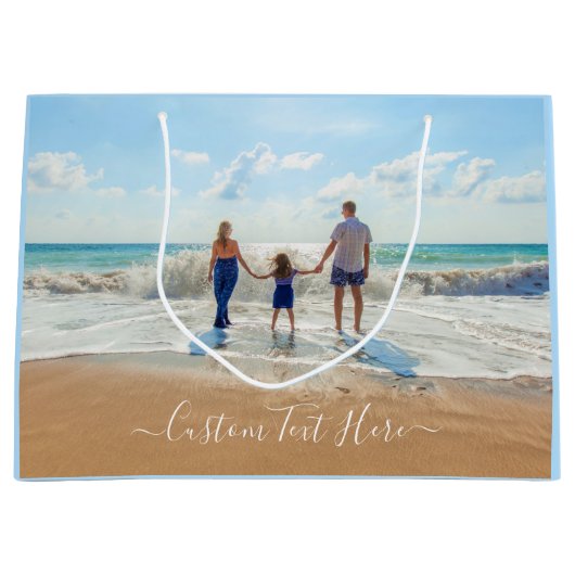 Ontwerp je eigen fotocadeautas met aangepaste teks groot cadeauzakje (Voorkant)
