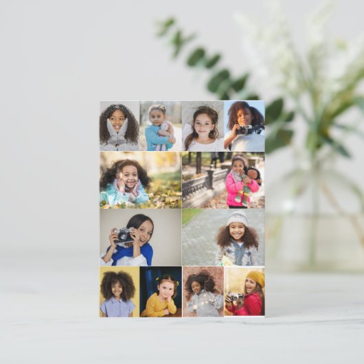 Ontwerp je eigen fotocollage met 12 foto's briefkaart (Staand voorkant)