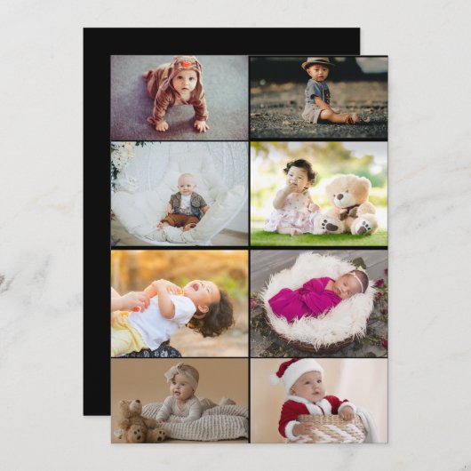 Ontwerp je eigen fotocollage met 8 foto's notitiekaartje (Voorkant / Achterkant)