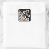 Ontwerp je eigen fotocollage met 8 foto's vierkante sticker (Tas)