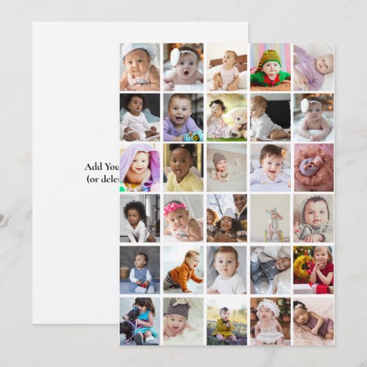 Ontwerp je eigen fotocollage van 30 foto's feestdagenkaart (Voorkant / Achterkant)