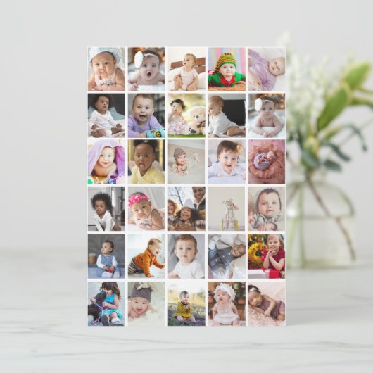 Ontwerp je eigen fotocollage van 30 foto's feestdagenkaart (Staand voorkant)