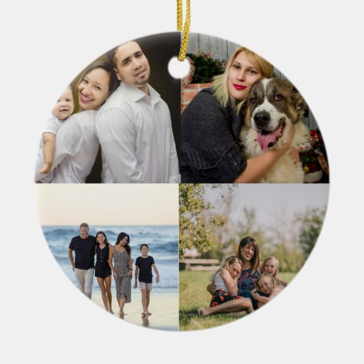 Ontwerp je eigen fotocollage van 4 families keramisch ornament (Voorkant)