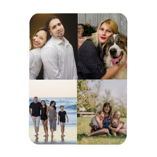 Ontwerp je eigen fotocollage van 4 families magneet (Verticaal)