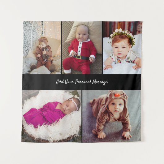 Ontwerp je eigen fotocollage van 5 foto's wandkleed (Voorkant)