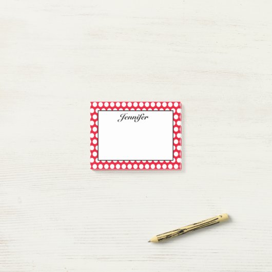 Ontwerp je eigen gepersonaliseerde witte stippen post-it® notes (Op bureau)