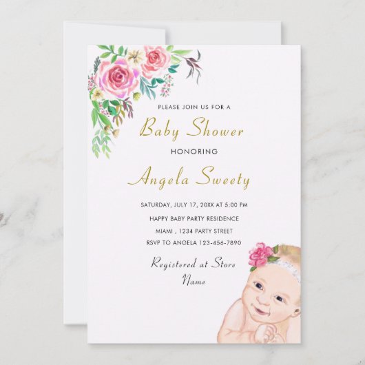 Ontwerp je eigen Happy Baby shower-uitnodiging (Voorkant)
