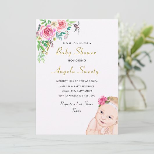 Ontwerp je eigen Happy Baby shower-uitnodiging (Staand voorkant)