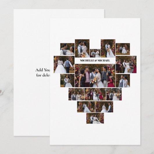 Ontwerp Je Eigen Hartvormige Fotocollage Feestdagenkaart (Voorkant / Achterkant)