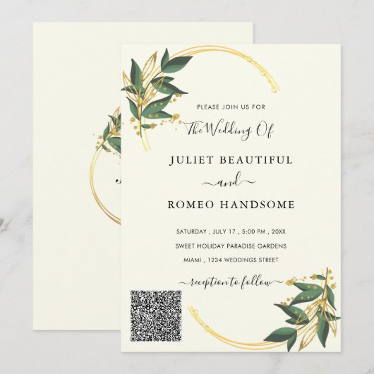 Ontwerp je eigen huwelijksuitnodiging met QR-code (Voorkant / Achterkant)