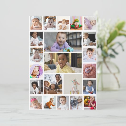 Ontwerp je eigen ingelijste kunstwerk met 22 foto' feestdagenkaart (Staand voorkant)