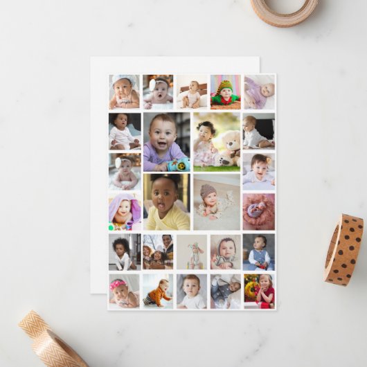 Ontwerp je eigen ingelijste kunstwerk met 25 foto' notitiekaartje (Voorkant / Achterkant in situ)