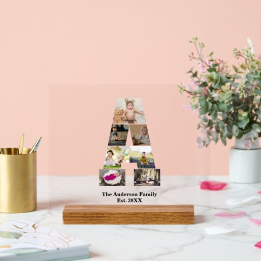 Ontwerp Je Eigen Letter A Foto Collage Acryl Bord (Huwelijk)