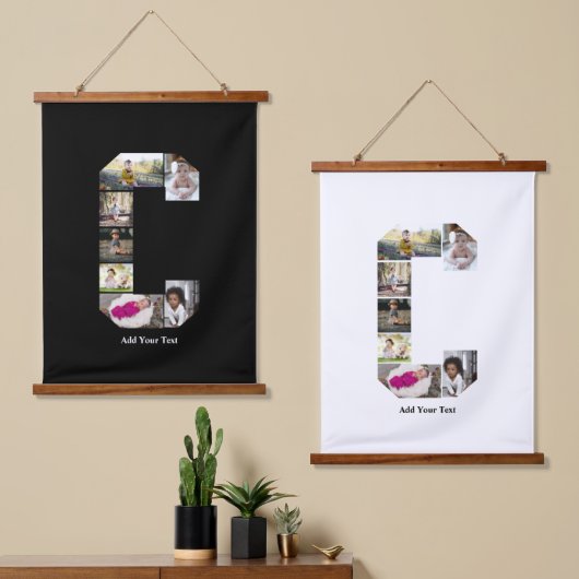 Ontwerp je eigen letter C Fotocollage Hangend Wandkleed (Asymmetrisch)