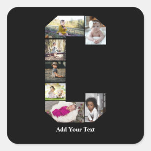 Ontwerp je eigen letter C Fotocollage Vierkante Sticker