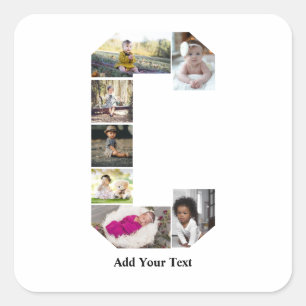 Ontwerp je eigen letter C Fotocollage Vierkante Sticker
