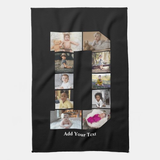 Ontwerp je eigen letter D fotocollage Theedoek (Verticaal)
