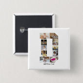 Ontwerp je eigen letter D fotocollage Vierkante Button 5,1 Cm (Voorkant /achterkant)