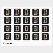 Ontwerp je eigen letter D fotocollage Vierkante Sticker (Vel)