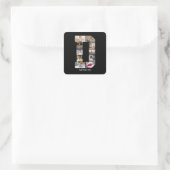 Ontwerp je eigen letter D fotocollage Vierkante Sticker (Tas)