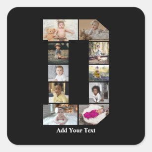 Ontwerp je eigen letter D fotocollage Vierkante Sticker