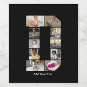 Ontwerp je eigen letter D fotocollage Wijn Etiket (Enkel label)