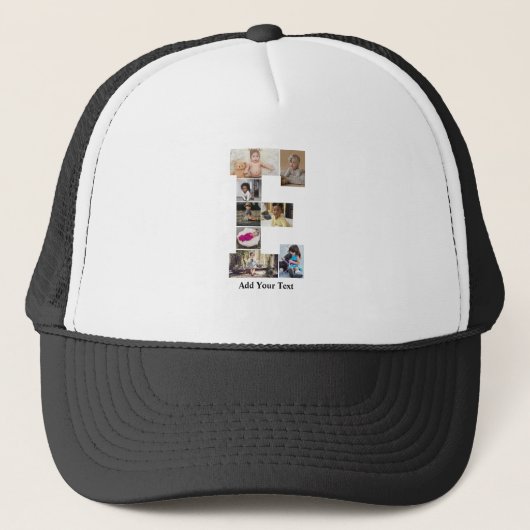 Ontwerp je eigen letter E fotocollage Trucker Pet (Voorkant)