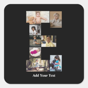 Ontwerp je eigen letter E fotocollage Vierkante Sticker