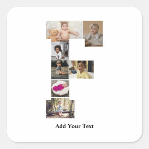 Ontwerp je eigen letter F fotocollage Vierkante Sticker