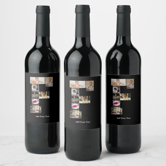 Ontwerp je eigen letter F fotocollage Wijn Etiket (Flessen)