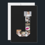 Ontwerp je eigen letter J foto collage poster Feestdagenkaart<br><div class="desc">Deze monogram fotocollage is een persoonlijk ontwerp dat een krachtig monogram (initiatiefletters of een letter) combineert met een verzameling foto's die artistiek binnen of rondom het monogram zijn gerangschikt. Het is een stijlvolle manier om herinneringen te tonen en tegelijkertijd een unieke, elegante touch toe te voegen aan decoratie of cadeaus....</div>