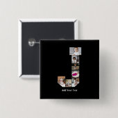 Ontwerp je eigen letter J Fotocollage Vierkante Button 5,1 Cm (Voorkant /achterkant)