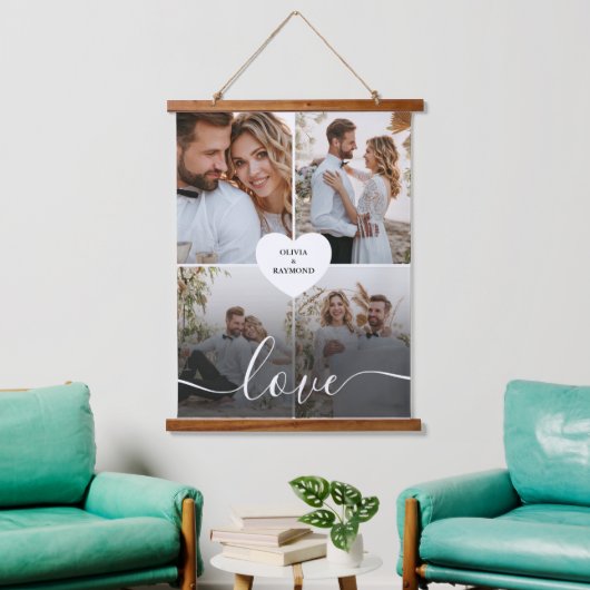 Ontwerp je eigen liefde collage fotografie hangend wandkleed (Woonkamer)