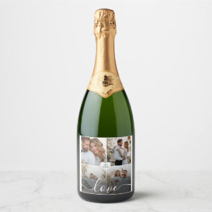 Ontwerp je eigen liefde collage fotografie sparkling wijnetiket