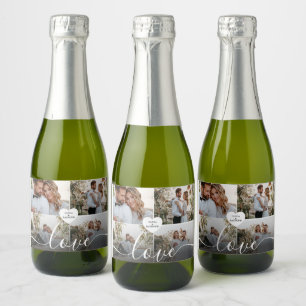 Ontwerp je eigen liefde collage fotografie sparkling wijnetiket