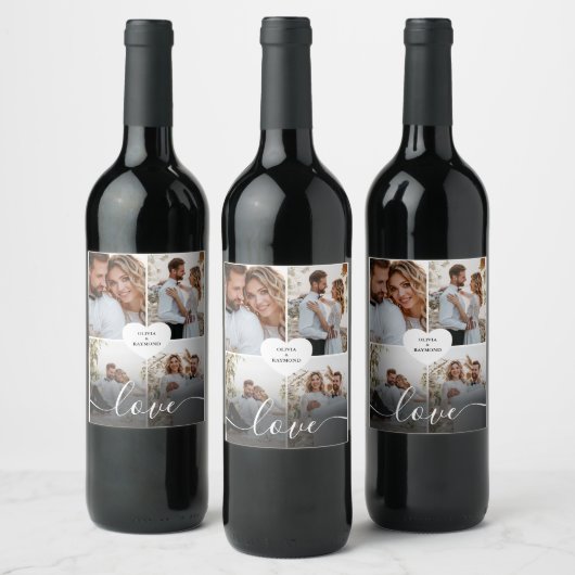 Ontwerp je eigen liefde collage fotografie wijn etiket (Flessen)
