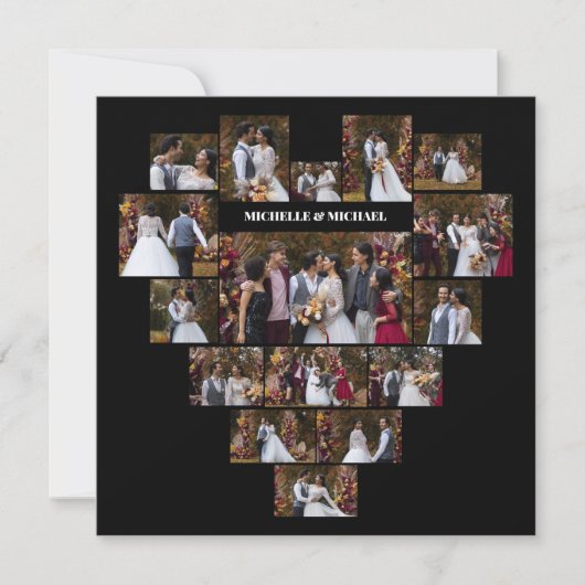 Ontwerp je eigen liefde hart vormige fotocollage aankondiging (Voorkant)
