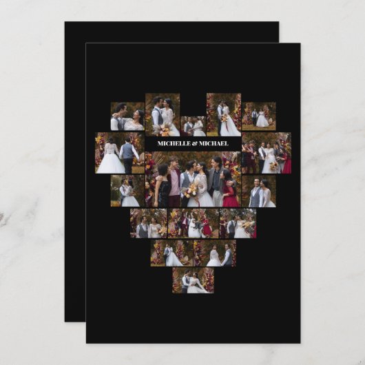 Ontwerp je eigen liefde hart vormige fotocollage aankondiging (Voorkant / Achterkant)