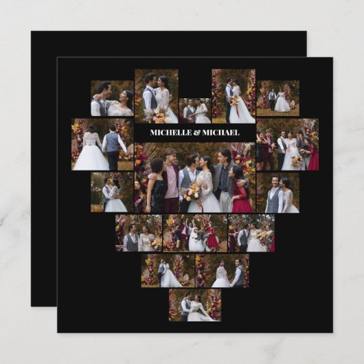 Ontwerp je eigen liefde hart vormige fotocollage bedankkaart (Voorkant / Achterkant)