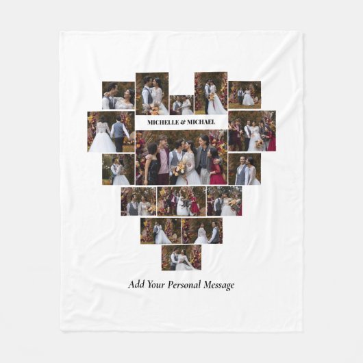 Ontwerp je eigen liefde hart vormige fotocollage fleece deken (Voorkant)