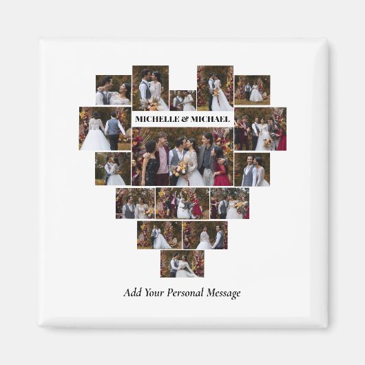 Ontwerp je eigen liefde hart vormige fotocollage magneet (Voorkant)