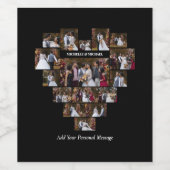Ontwerp je eigen liefde hart vormige fotocollage wijn etiket (Enkel label)