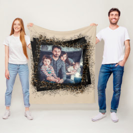 Ontwerp Je Eigen Luipaard Frame Familie Foto Fleece Deken