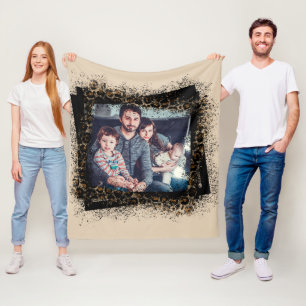 Ontwerp Je Eigen Luipaard Frame Familie Foto Fleece Deken