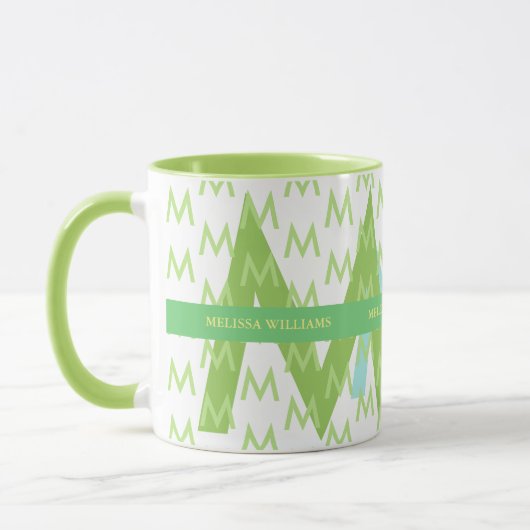 Ontwerp je eigen Mok met groene tinten Naam initia (Links)
