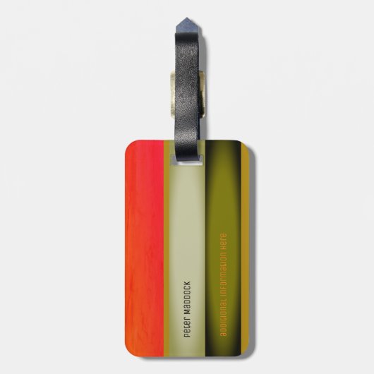 Ontwerp je eigen monogram bagagelabel met strepen (Achterkant verticaal)