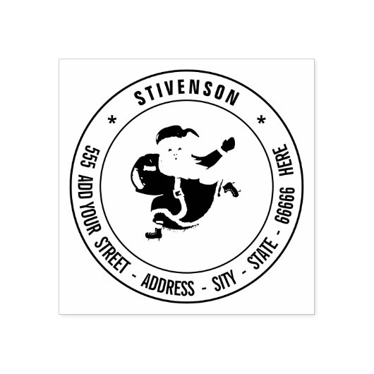 Ontwerp je eigen naam Adres Santa Christmas Stamp Rubberstempel (Afrduk)