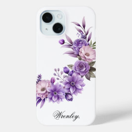 Ontwerp je eigen naam op deze bloem iPhone 15 case