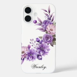 Ontwerp je eigen naam op deze bloem iPhone 16 hoesje
