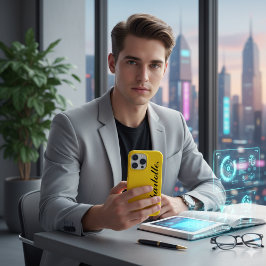 Ontwerp je eigen naam op dit goud iPhone 16 pro max hoesje